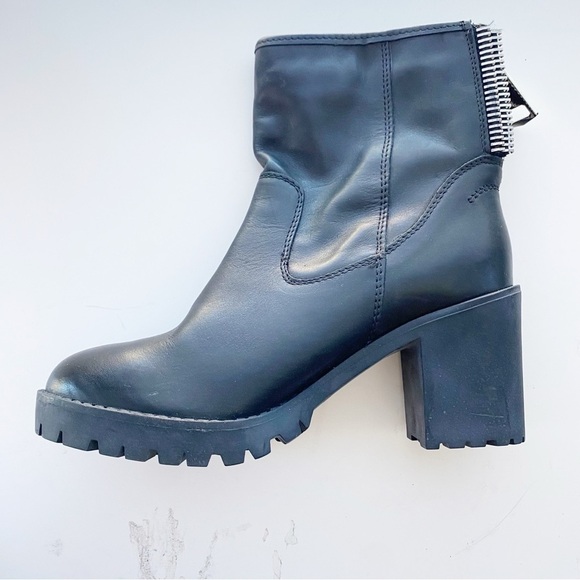 STEVE MADDEN Invito Back Zip Leather Chunky Ankle Boots NEW Biker 90’s - Picture 4 of 10